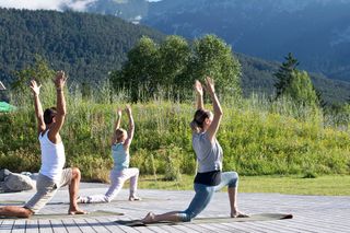 Eine Yoga Stunde am Gerhardhof.