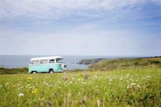 Bulli on the edge of a cliff with grassland