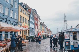 street in Copenhagen with colorful houses 