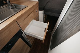 Drawers in Kitchenette in CamperBoys Travel Van 